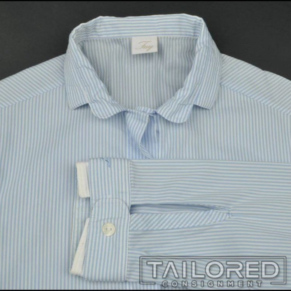 FAY Blue Striped COTTON Casual Dress Shirt XS